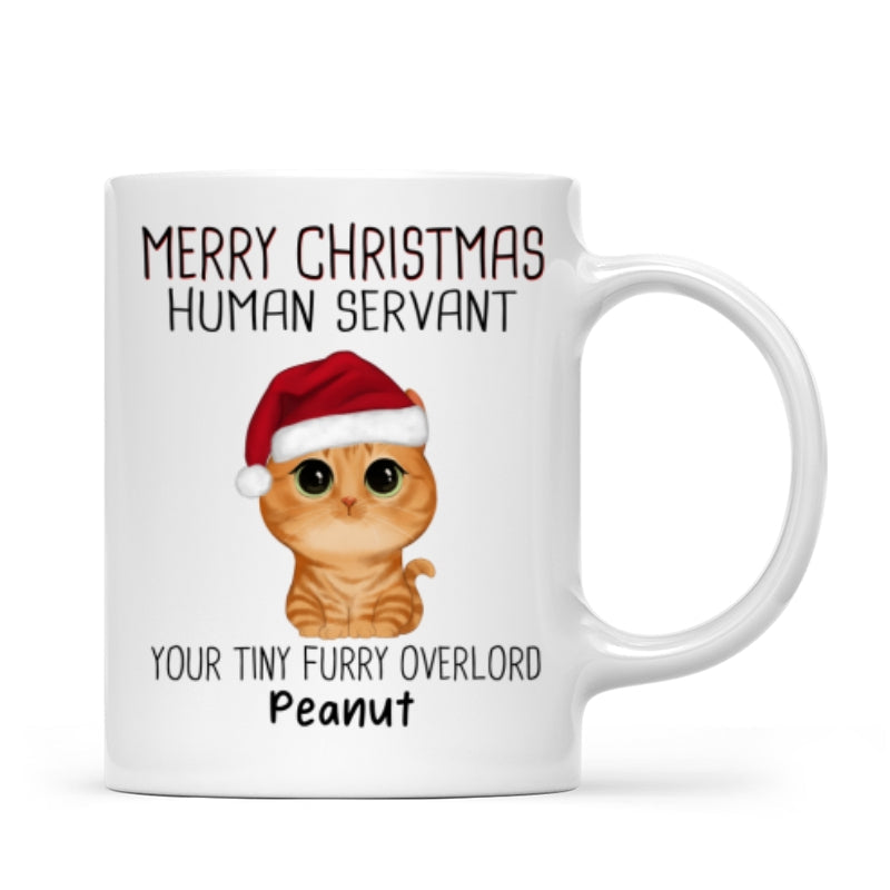 Watercolor Cute Cats Merry Christmas Human Servant Personalized Mug
