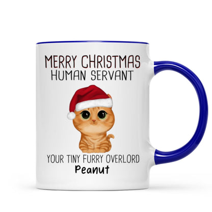 Watercolor Cute Cats Merry Christmas Human Servant Personalized Mug