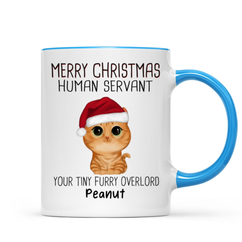 Watercolor Cute Cats Merry Christmas Human Servant Personalized Mug