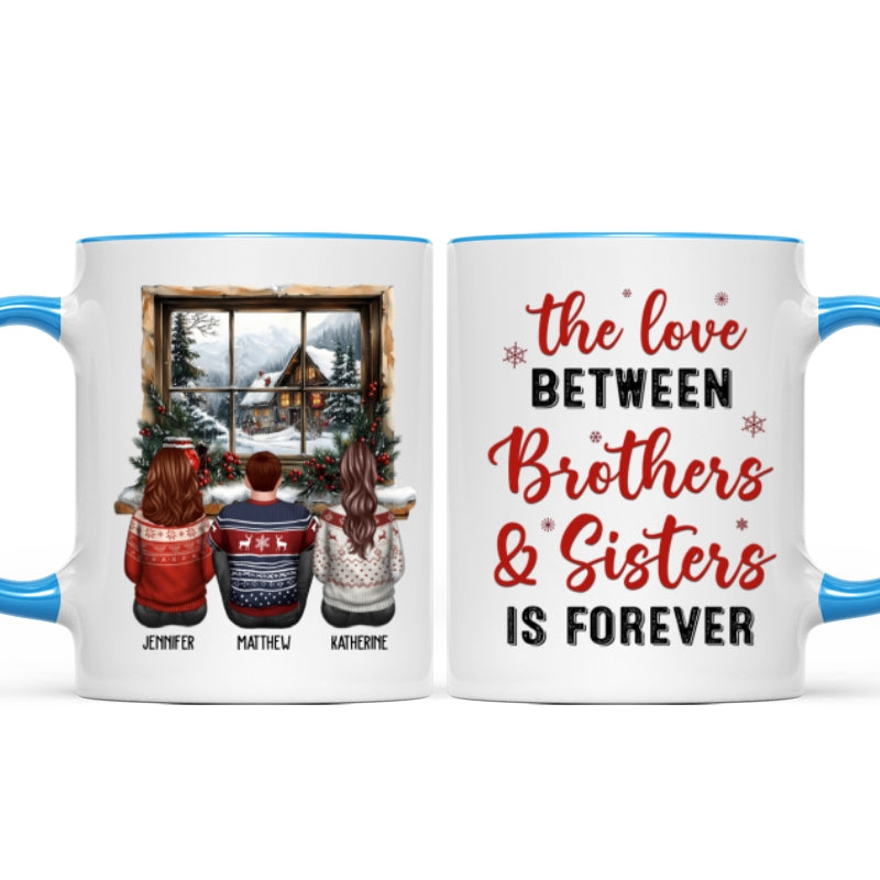 Brother Sisters Sitting By The Window Personalized Mug, Christmas Gift for Siblings