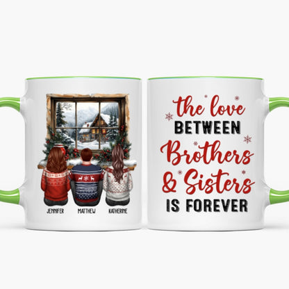 Brother Sisters Sitting By The Window Personalized Mug, Christmas Gift for Siblings