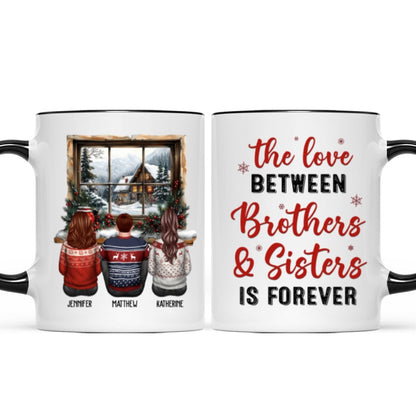 Brother Sisters Sitting By The Window Personalized Mug, Christmas Gift for Siblings
