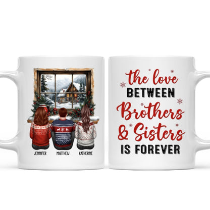 Brother Sisters Sitting By The Window Personalized Mug, Christmas Gift for Siblings