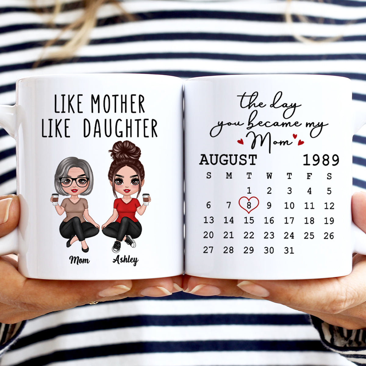 Doll Women Sitting Like Mother Like Daughter Calendar Mother's Day Gift Personalized Mug