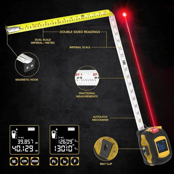 3-In-1 Digital Laser Measuring Tape