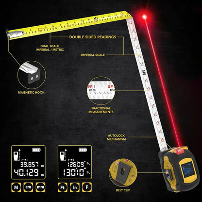 3-In-1 Digital Laser Measuring Tape