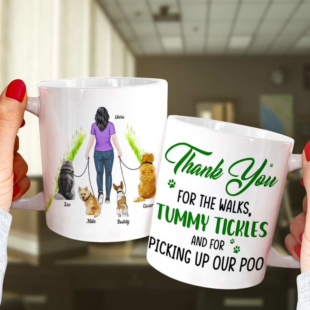 Thank You For The Walks- Gift For Dog Lovers- Personalized Coffee Mug- Dog Lovers Mug