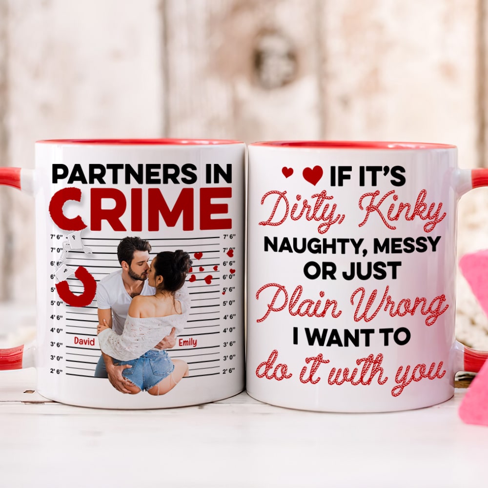 Partners In Crime- Custom Photo Accent Mug- Couple Gift- Funny Couple Mug