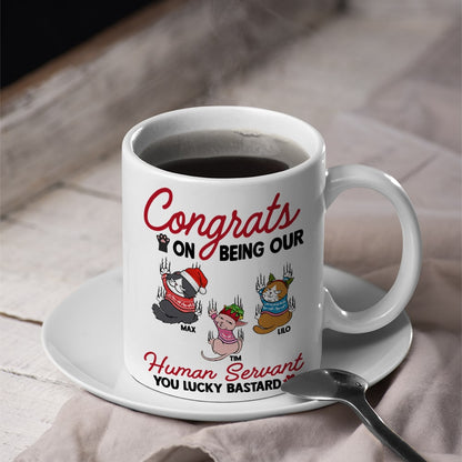 Our Human Servant, Personalized Mug, Christmas Gifts For Cat Lovers, 241123