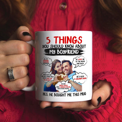 Couple, 5 Things, My Boyfriend, Custom Photo Coffee Mug, Valentine Gift, Couple Gift