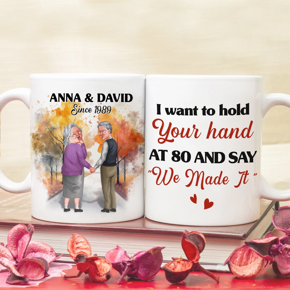 I Want To Hold Your Hand At 80 Personalized Coffee Mug, Couple Gift