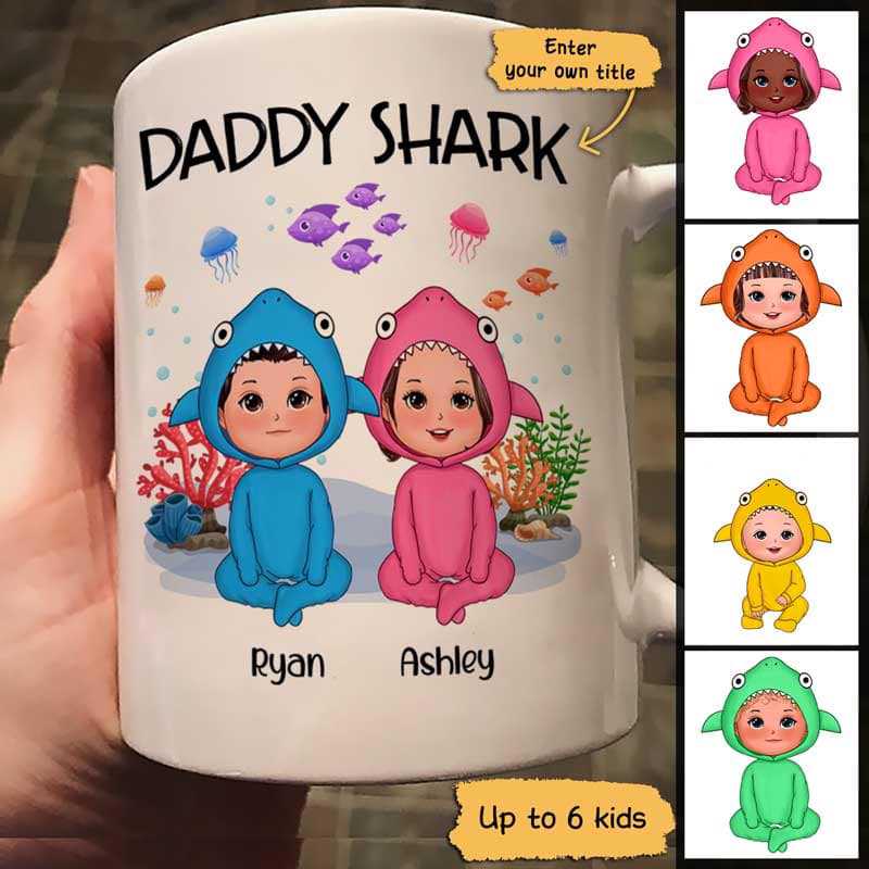 Daddy Shark Doll Kids Father's Day Gift Personalized Mug