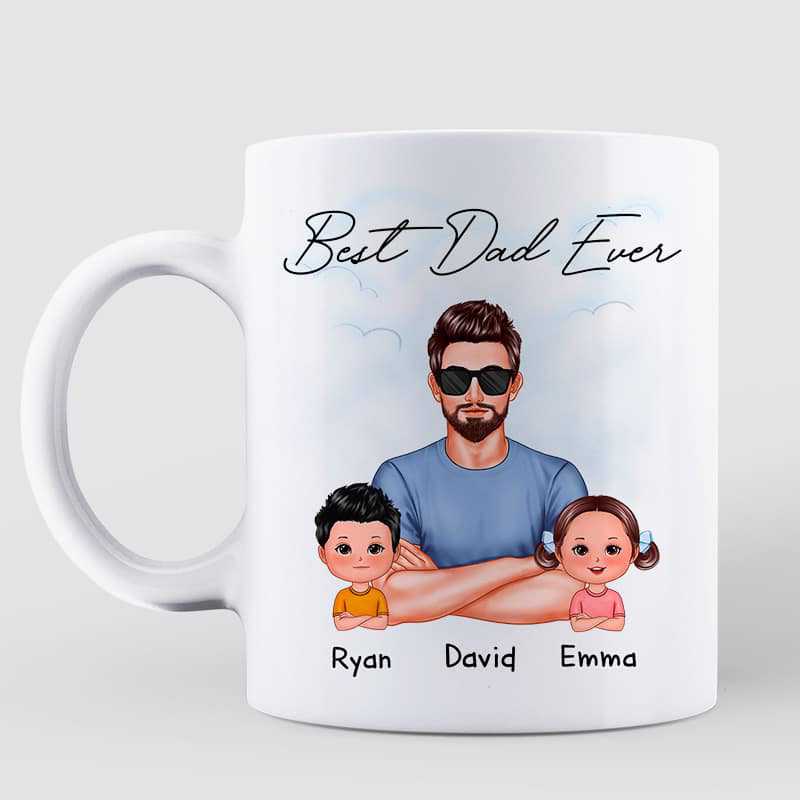 Real Man And Kids Best Dad Ever Father's Day Gift Personalized Mug