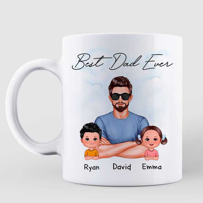 Real Man And Kids Best Dad Ever Father's Day Gift Personalized Mug