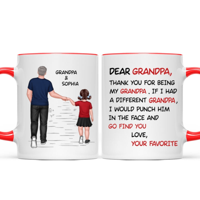Dear Grandpa Thanks For Being My Grandpa Personalized Mug, Father's Day Gift For Grandpa