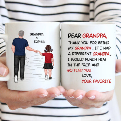Dear Grandpa Thanks For Being My Grandpa Personalized Mug, Father's Day Gift For Grandpa