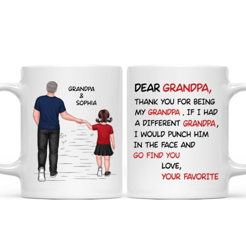 Dear Grandpa Thanks For Being My Grandpa Personalized Mug, Father's Day Gift For Grandpa