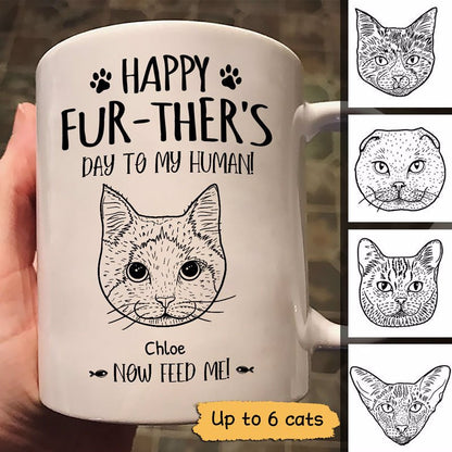 Happy Further's Day Cat Head Outline Personalized Mug