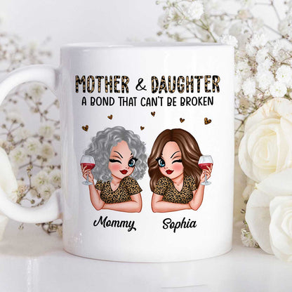 Leopard Pattern Mother Daughter Bond That Can't Be Broken Personalized Mug, Gift For Daughter