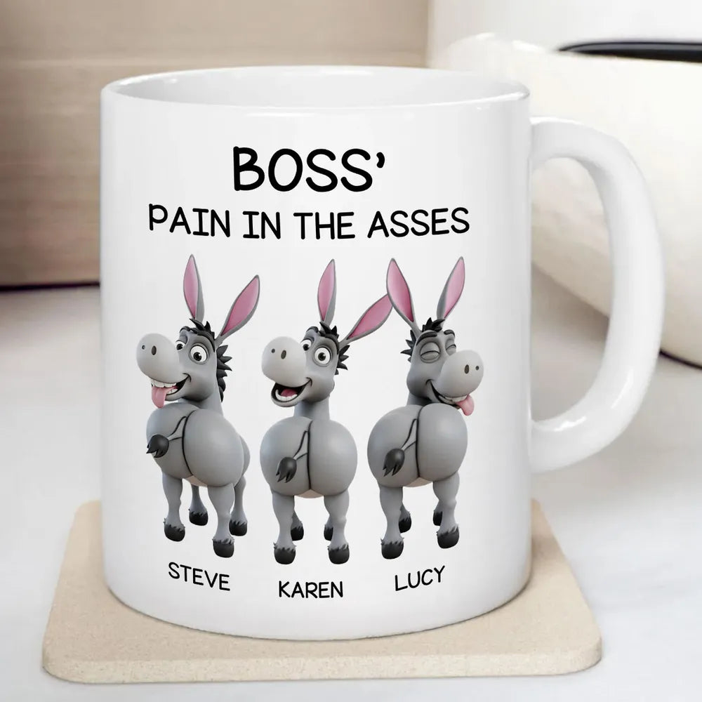Funny Personalized White Ceramic Mug for Boss Custom Cartoon Donkey Team, Unique Office Gift for Coworkers, Hilarious Value-Priced Present