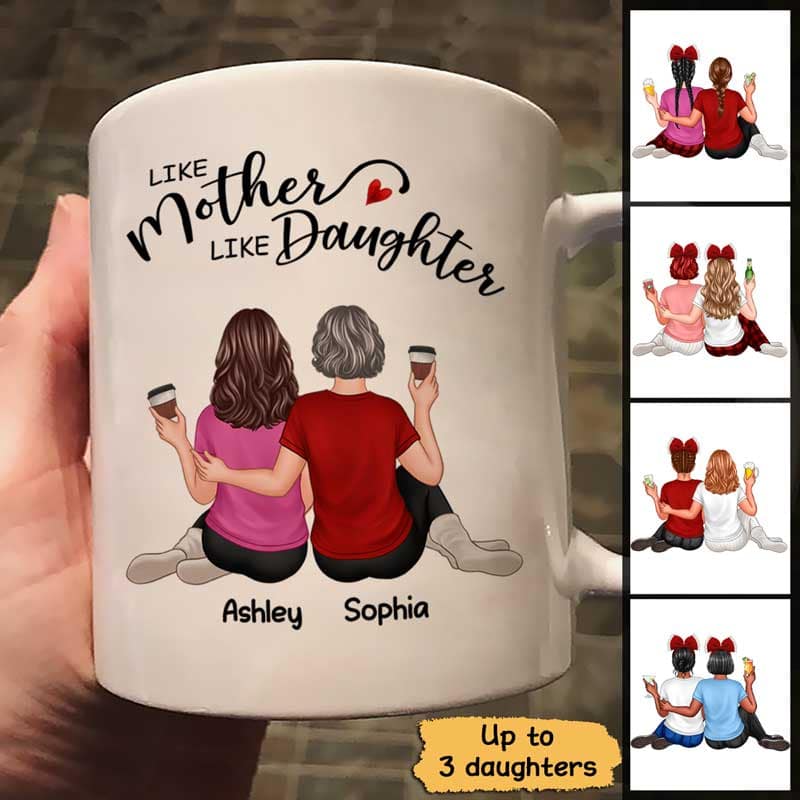 Back View Embracing Women Like Mother Like Daughters Personalized Mug