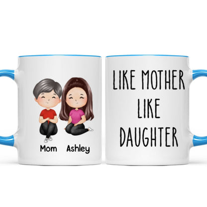 Like Mother Like Daughter Doll Woman Sitting Watercolor Style Personalized Mug