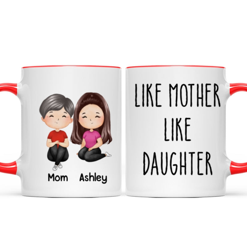 Like Mother Like Daughter Doll Woman Sitting Watercolor Style Personalized Mug