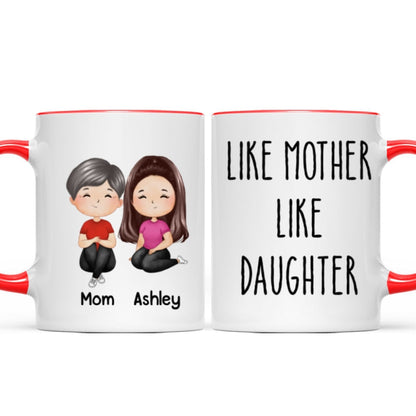 Like Mother Like Daughter Doll Woman Sitting Watercolor Style Personalized Mug