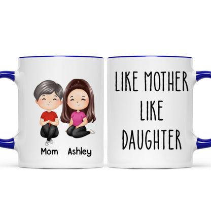 Like Mother Like Daughter Doll Woman Sitting Watercolor Style Personalized Mug