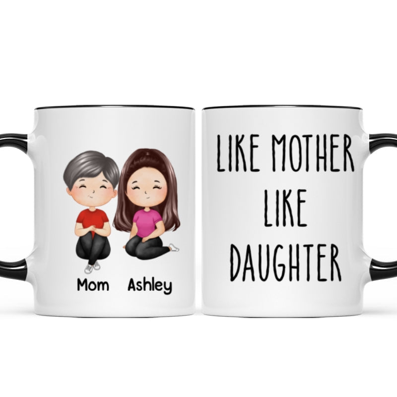 Like Mother Like Daughter Doll Woman Sitting Watercolor Style Personalized Mug