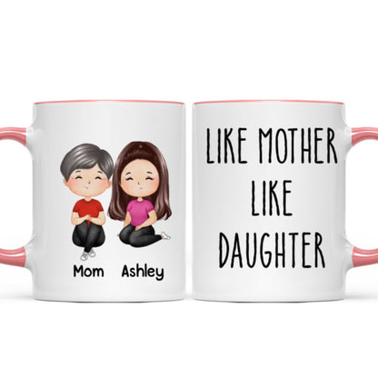 Like Mother Like Daughter Doll Woman Sitting Watercolor Style Personalized Mug