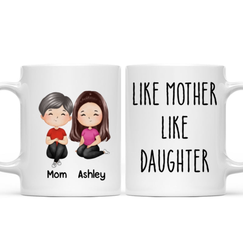 Like Mother Like Daughter Doll Woman Sitting Watercolor Style Personalized Mug