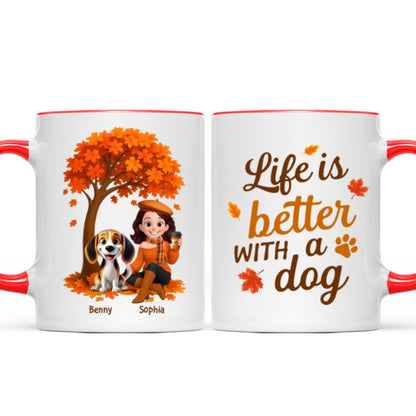 Cozy Fall Vibe Cute Cartoon Life Is Better With A Dog Personalized Mug