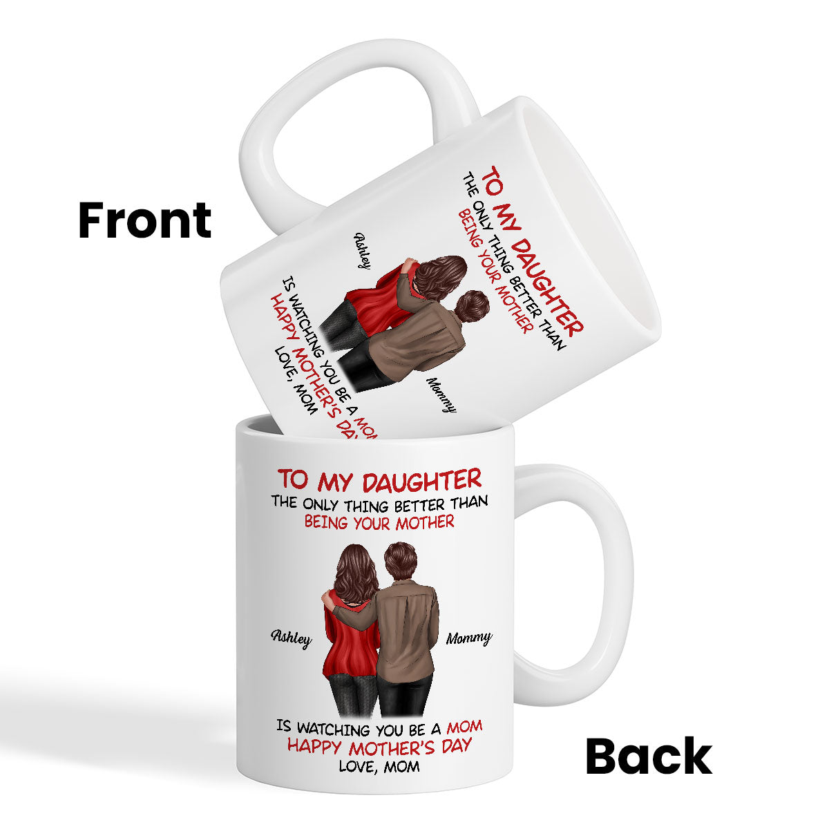 To My Daughter Happy Mother's Day Back View Mom Daughter Personalized Mug