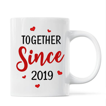 Embracing Couple Back View Finger Print Heart Personalized Mug