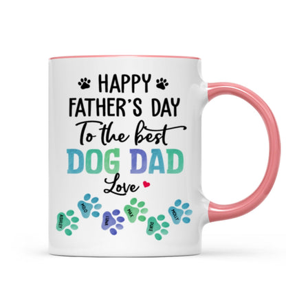 Happy Father's Day Best Dog Dad Watercolor Paws Personalized Mug