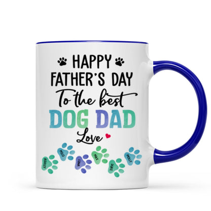 Happy Father's Day Best Dog Dad Watercolor Paws Personalized Mug