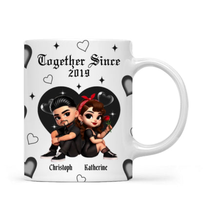 Pretty Couple Roses Heart Together Since Personalized AOP Mug, Gift, Anniversary Gift for Couples