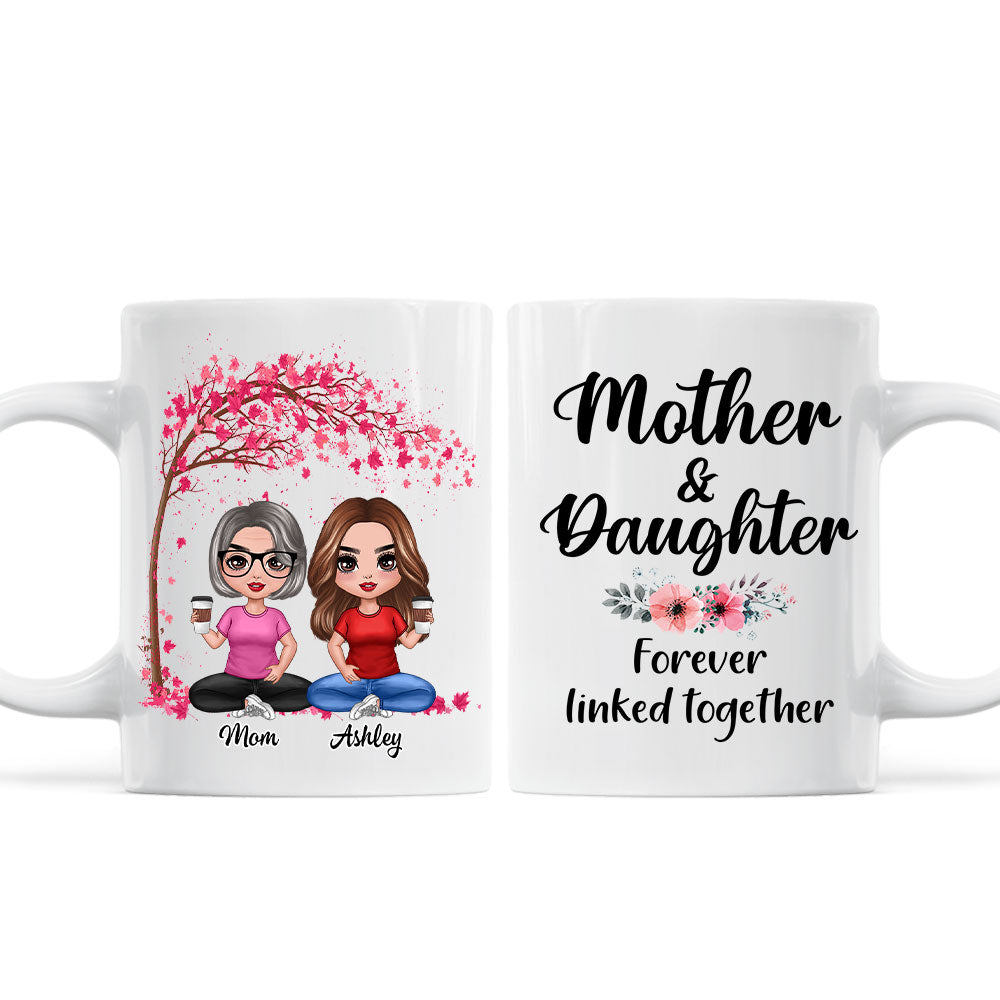 Doll Mom And Daughters Sitting Under Tree Personalized Mug