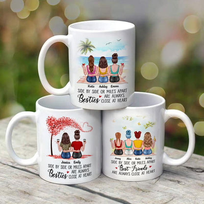 Besties At Heart Besties Sisters Back View Personalized Mug