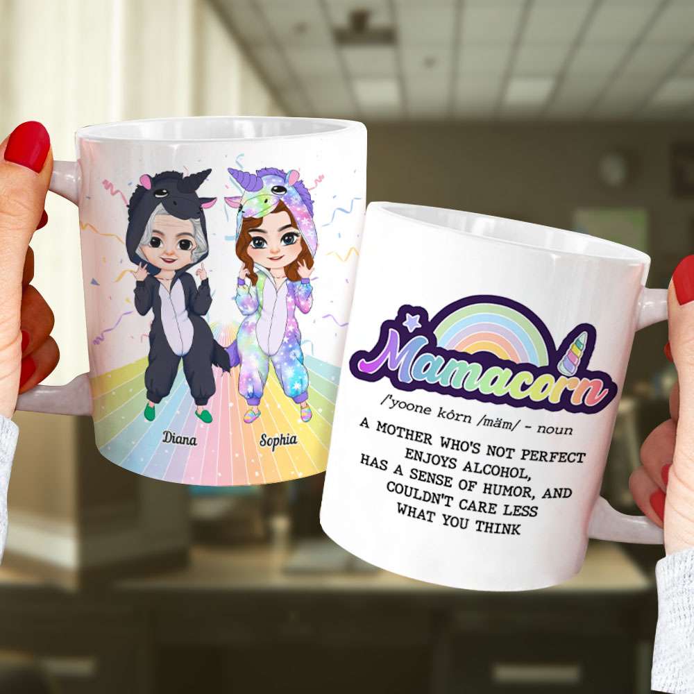 Mama Unicorn, Mother And Daughter Personalized Coffee Mug, Gift For Mama