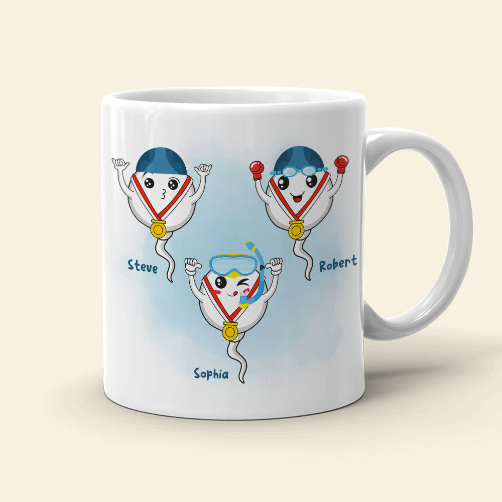 From Your Swimming Champions Personalized Funny Sperms Coffee Mug Gift For Dad