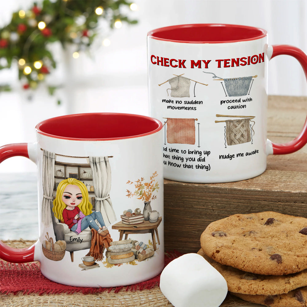 Personalized Gifts For Knitting Lover Accent Mug Women Sitting Knitting Check Tension 04XQMH020824HH