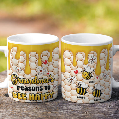 Grandma's Reasons To Bee Happy, Personalized Mug, Gifts For Grandma