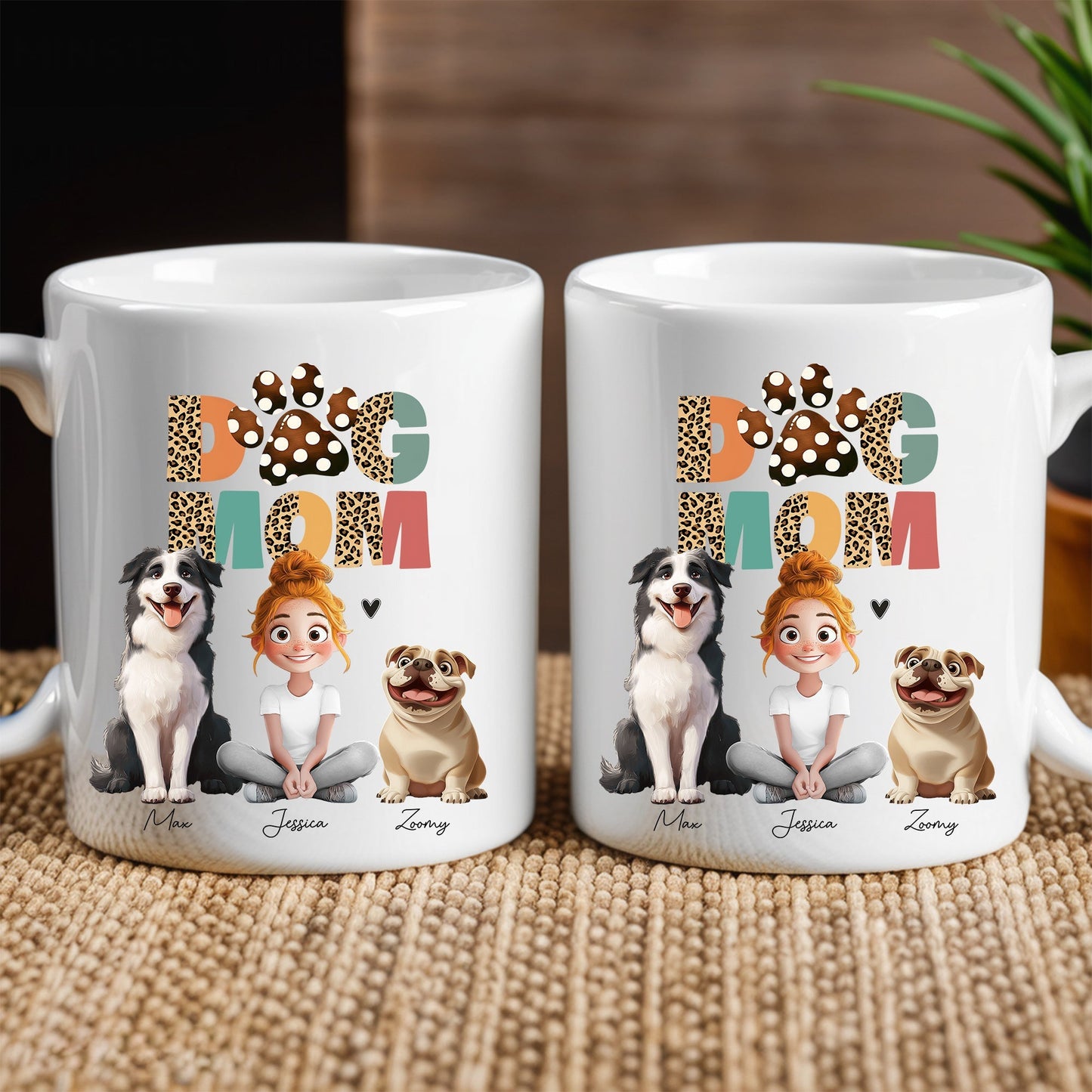 Cartoon Dog Mom Custom Mug A Unique Surprise for Mother's Day, Valentine's Day, or Pet Lovers
