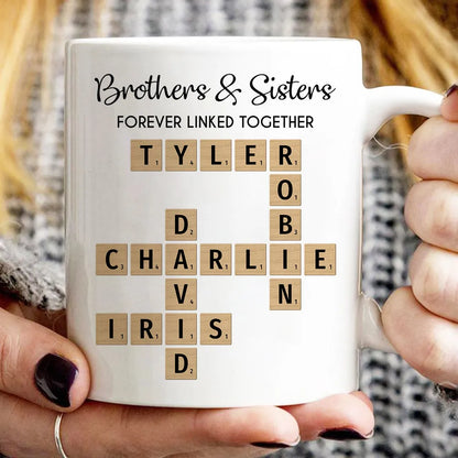Brothers & Sisters Forever Linked Mug - Custom Gift for Birthdays and Holidays