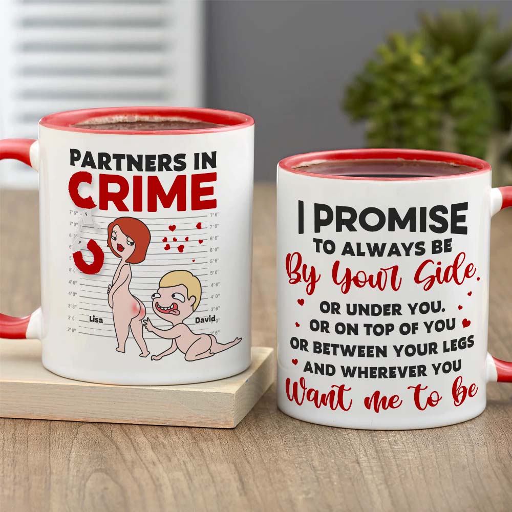 Partners In Crime, Couple Naughty, Personalized Couple Mug Accent Wine Tumbler