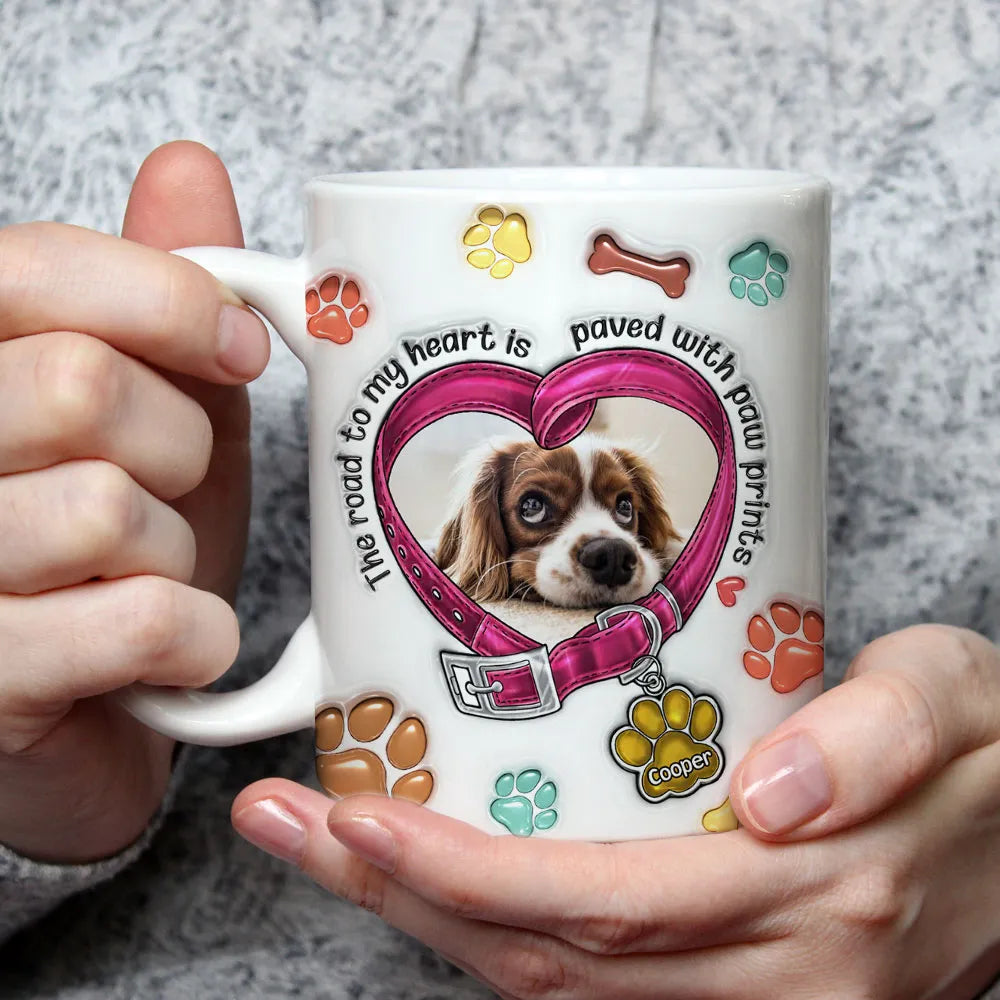 Custom Photo Road To My Heart - Personalized 3D Inflated Effect Ceramic Mug - Gift For Pet Lovers | NA94