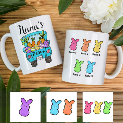 Peeps Easter Truck - Personalized White Ceramic Mug - Gift For Mom, Grandma, Grandmother, Mothers Day NA94