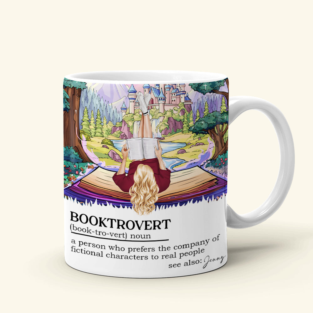 Personalized Gifts For Girl Book Lover white edge to edge mug Booktrovert 03XQMH030125TM